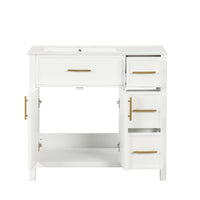 VanityFus 28.6-in White Bathroom Vanity Single Sink Combo Undermount with Ceramic Top 2 doors 3 drawers