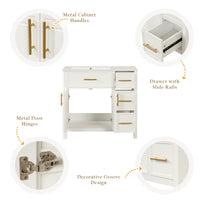 VanityFus 28.6-in White Bathroom Vanity Single Sink Combo Undermount with Ceramic Top 2 doors 3 drawers