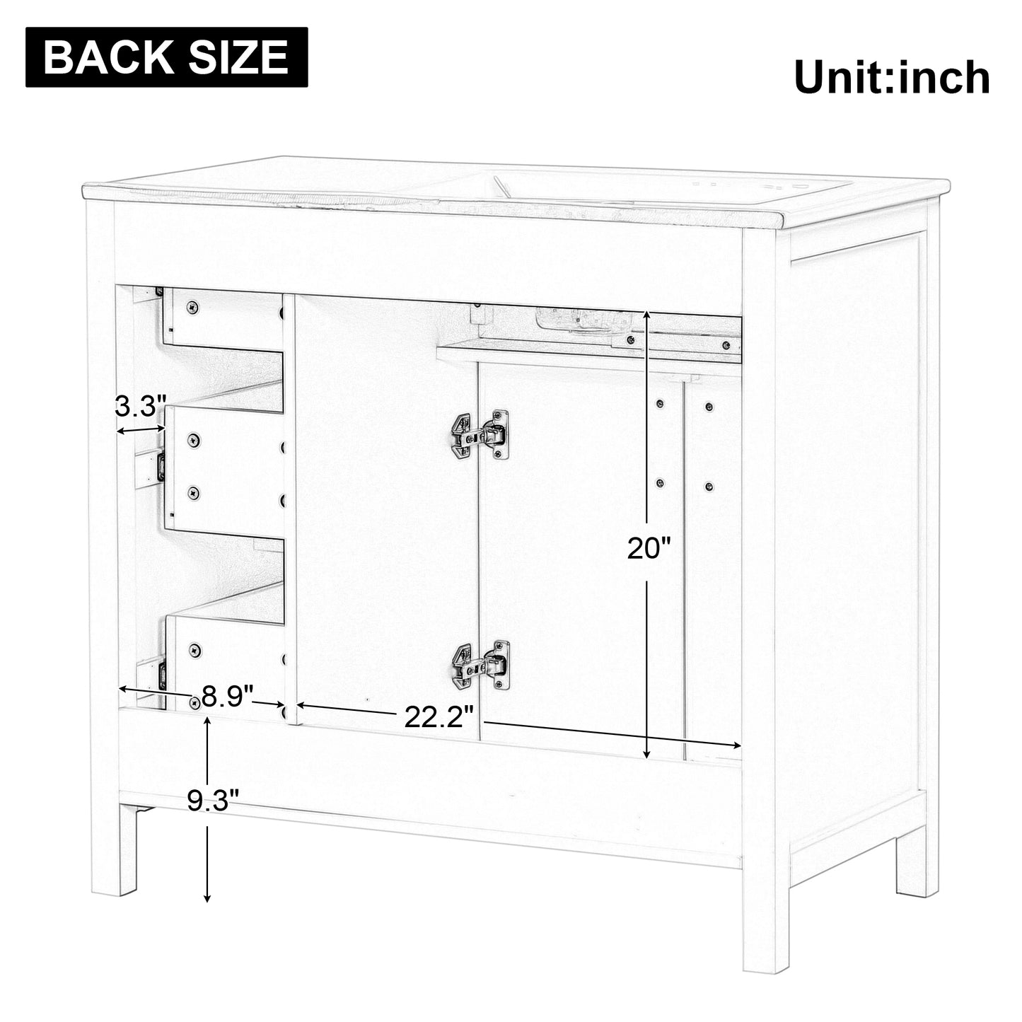 VanityFus 28.6-in White Bathroom Vanity Single Sink Combo Undermount with Ceramic Top 2 doors 3 drawers
