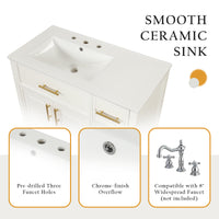 VanityFus 28.6-in White Bathroom Vanity Single Sink Combo Undermount with Ceramic Top 2 doors 3 drawers