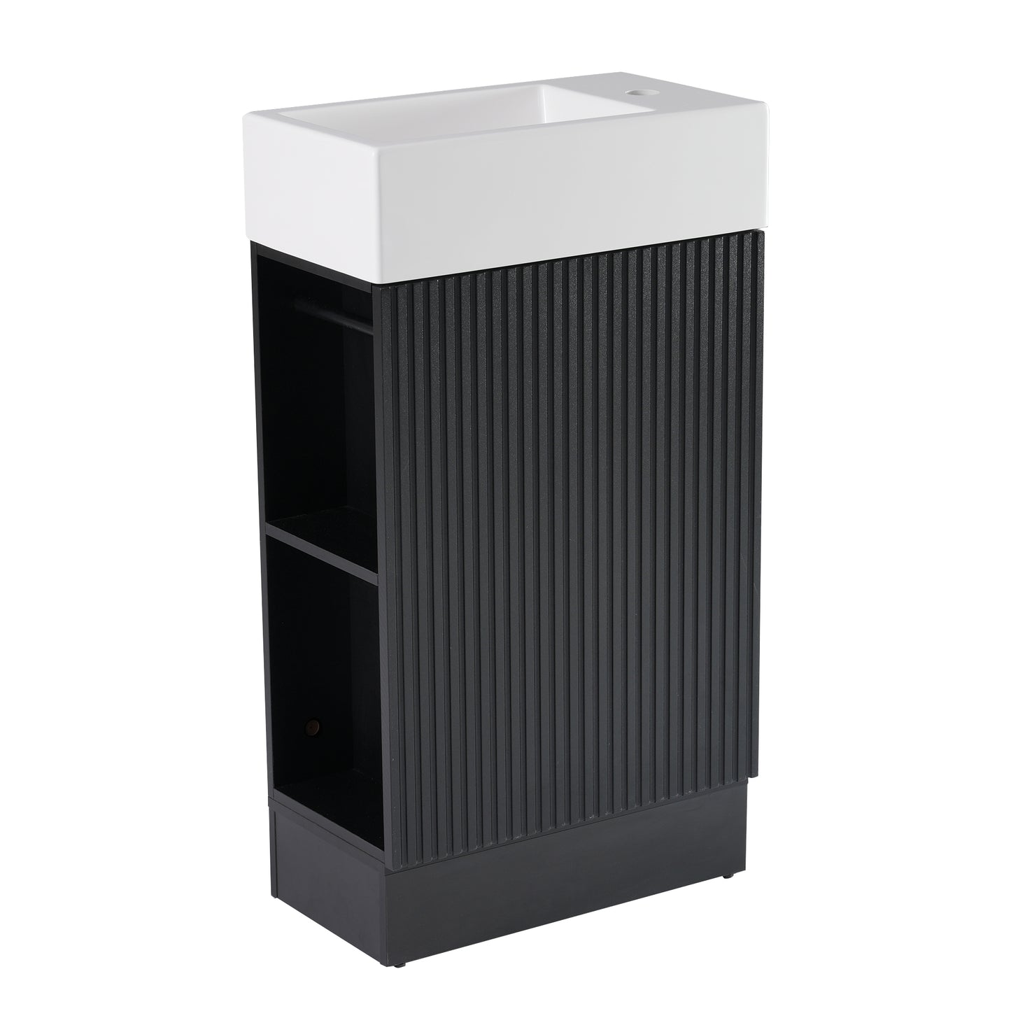 VanityFus 18.6-in Black Bathroom Vanity Single Sink Combo Undermount with Ceramic Top 1 door