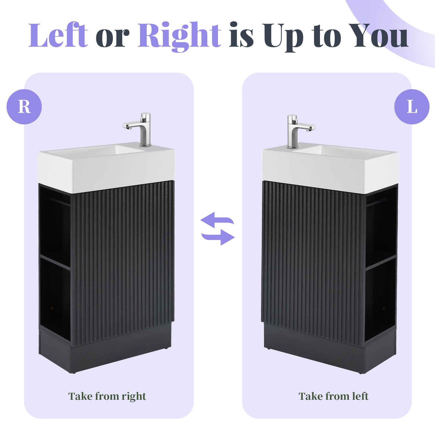 VanityFus 18.6-in Black Bathroom Vanity Single Sink Combo Undermount with Ceramic Top 1 door