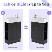 VanityFus 18.6-in Black Bathroom Vanity Single Sink Combo Undermount with Ceramic Top 1 door