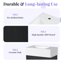 VanityFus 18.6-in Black Bathroom Vanity Single Sink Combo Undermount with Ceramic Top 1 door