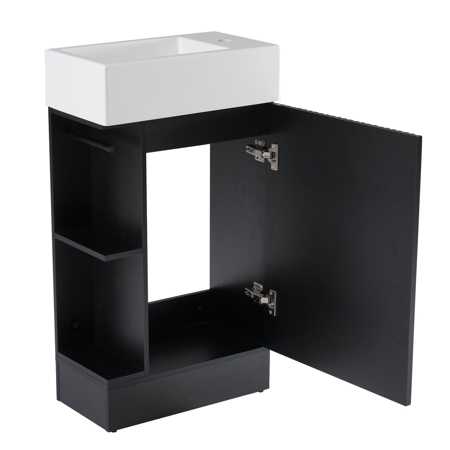 VanityFus 18.6-in Black Bathroom Vanity Single Sink Combo Undermount with Ceramic Top 1 door