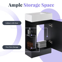 VanityFus 18.6-in Black Bathroom Vanity Single Sink Combo Undermount with Ceramic Top 1 door
