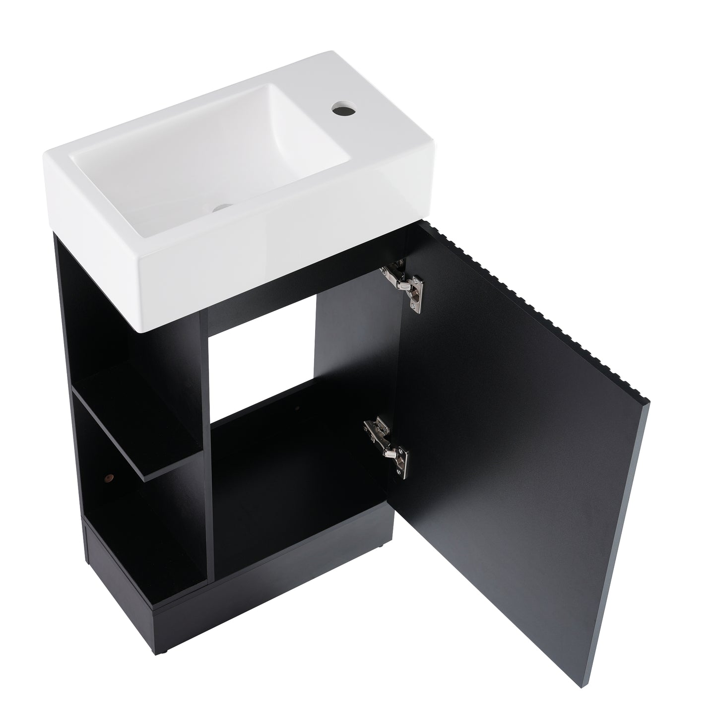 VanityFus 18.6-in Black Bathroom Vanity Single Sink Combo Undermount with Ceramic Top 1 door