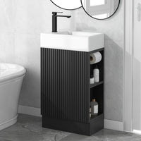 VanityFus 18.6-in Black Bathroom Vanity Single Sink Combo Undermount with Ceramic Top 1 door