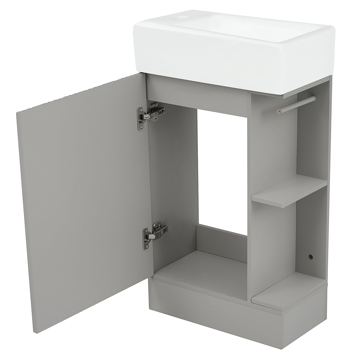 VanityFus 18.6-in Gray Bathroom Vanity Single Sink Combo Undermount with Ceramic Top 1 door