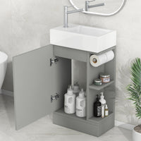 VanityFus 18.6-in Gray Bathroom Vanity Single Sink Combo Undermount with Ceramic Top 1 door