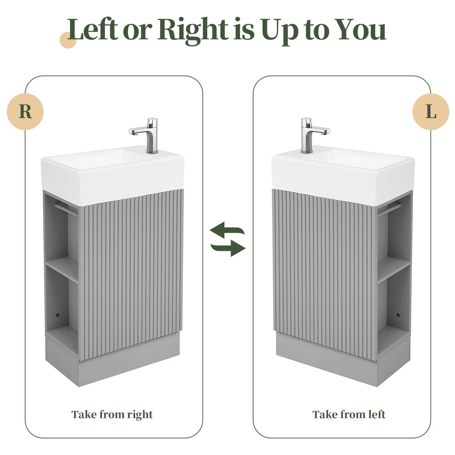 VanityFus 18.6-in Gray Bathroom Vanity Single Sink Combo Undermount with Ceramic Top 1 door
