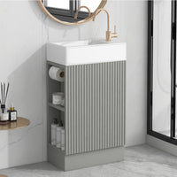VanityFus 18.6-in Gray Bathroom Vanity Single Sink Combo Undermount with Ceramic Top 1 door