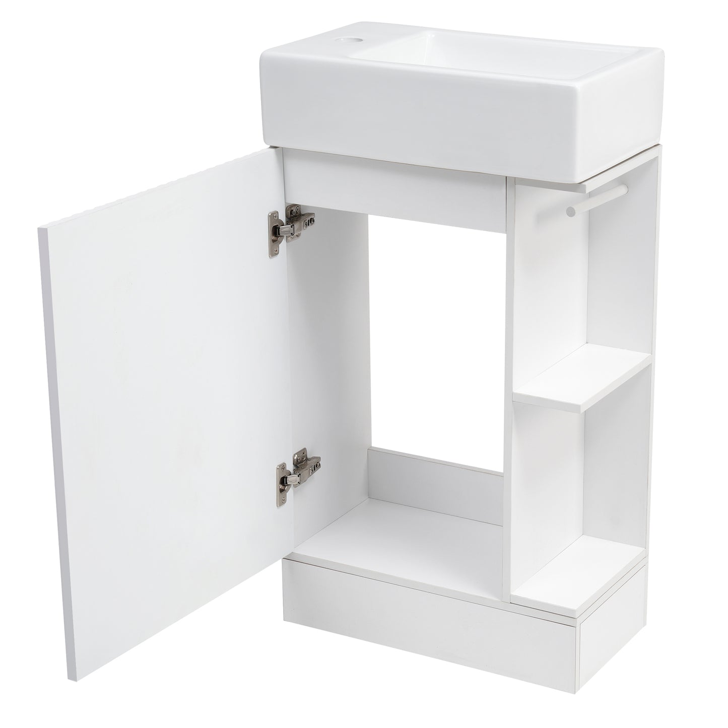 VanityFus 18.6-in White Bathroom Vanity Single Sink Combo Undermount with Ceramic Top 1 door