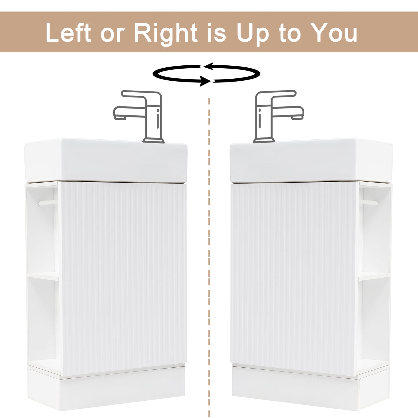 VanityFus 18.6-in White Bathroom Vanity Single Sink Combo Undermount with Ceramic Top 1 door