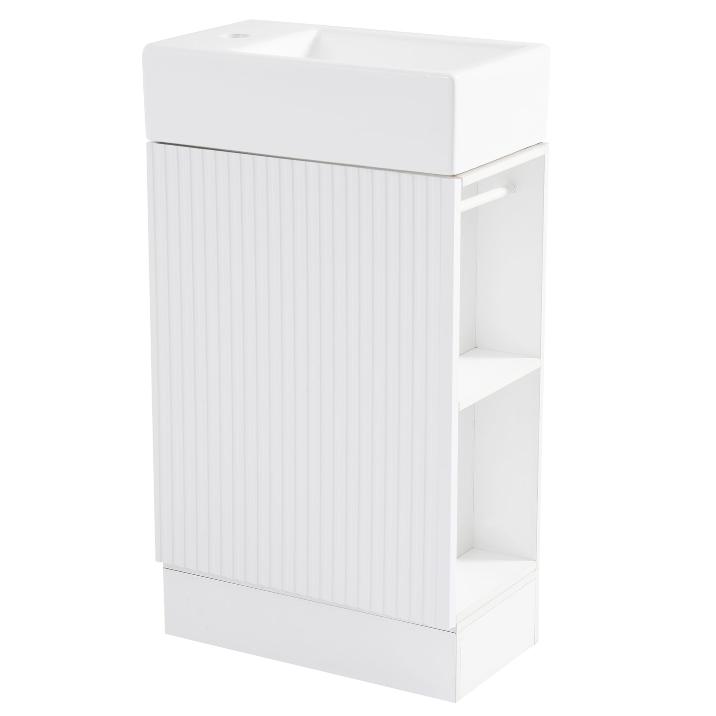 VanityFus 18.6-in White Bathroom Vanity Single Sink Combo Undermount with Ceramic Top 1 door
