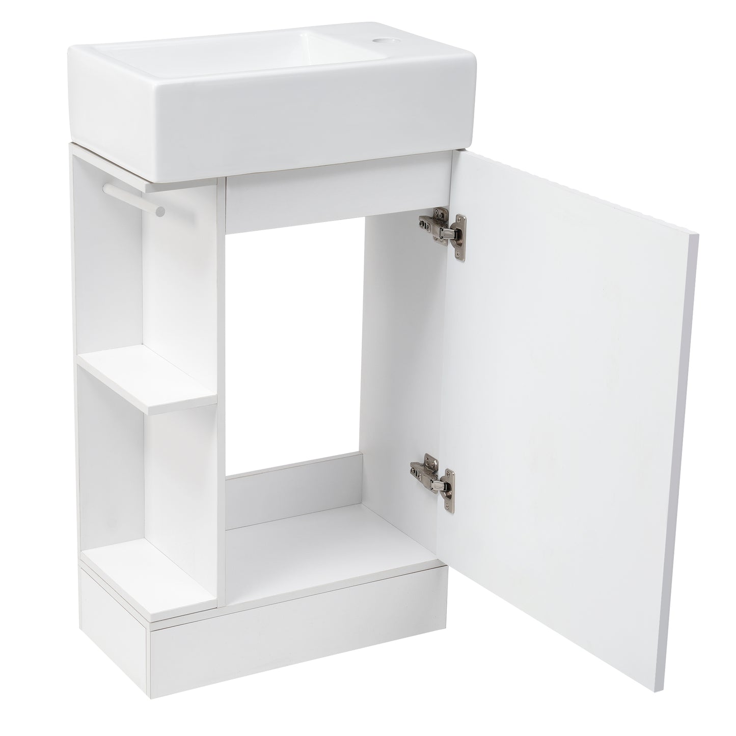 VanityFus 18.6-in White Bathroom Vanity Single Sink Combo Undermount with Ceramic Top 1 door
