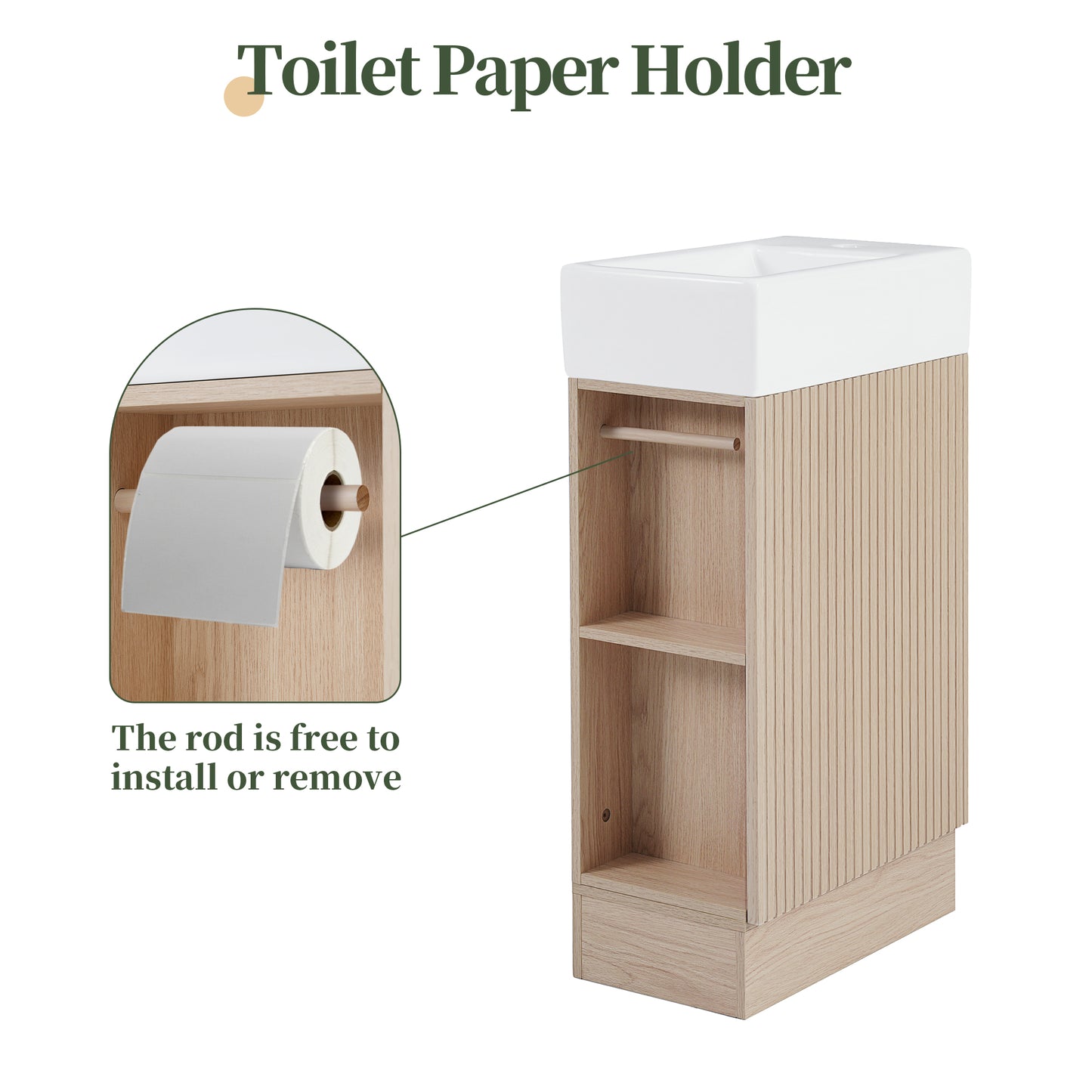 VanityFus 18.6-in Wood Bathroom Vanity Single Sink Combo Undermount with Ceramic Top 1 door