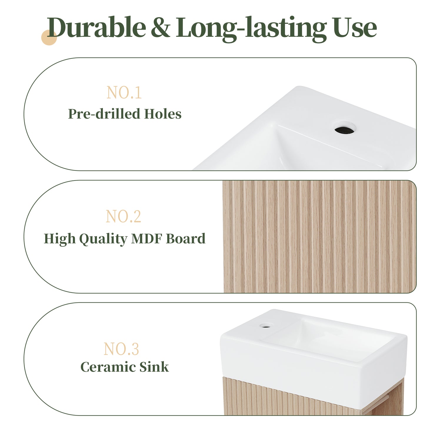 VanityFus 18.6-in Wood Bathroom Vanity Single Sink Combo Undermount with Ceramic Top 1 door