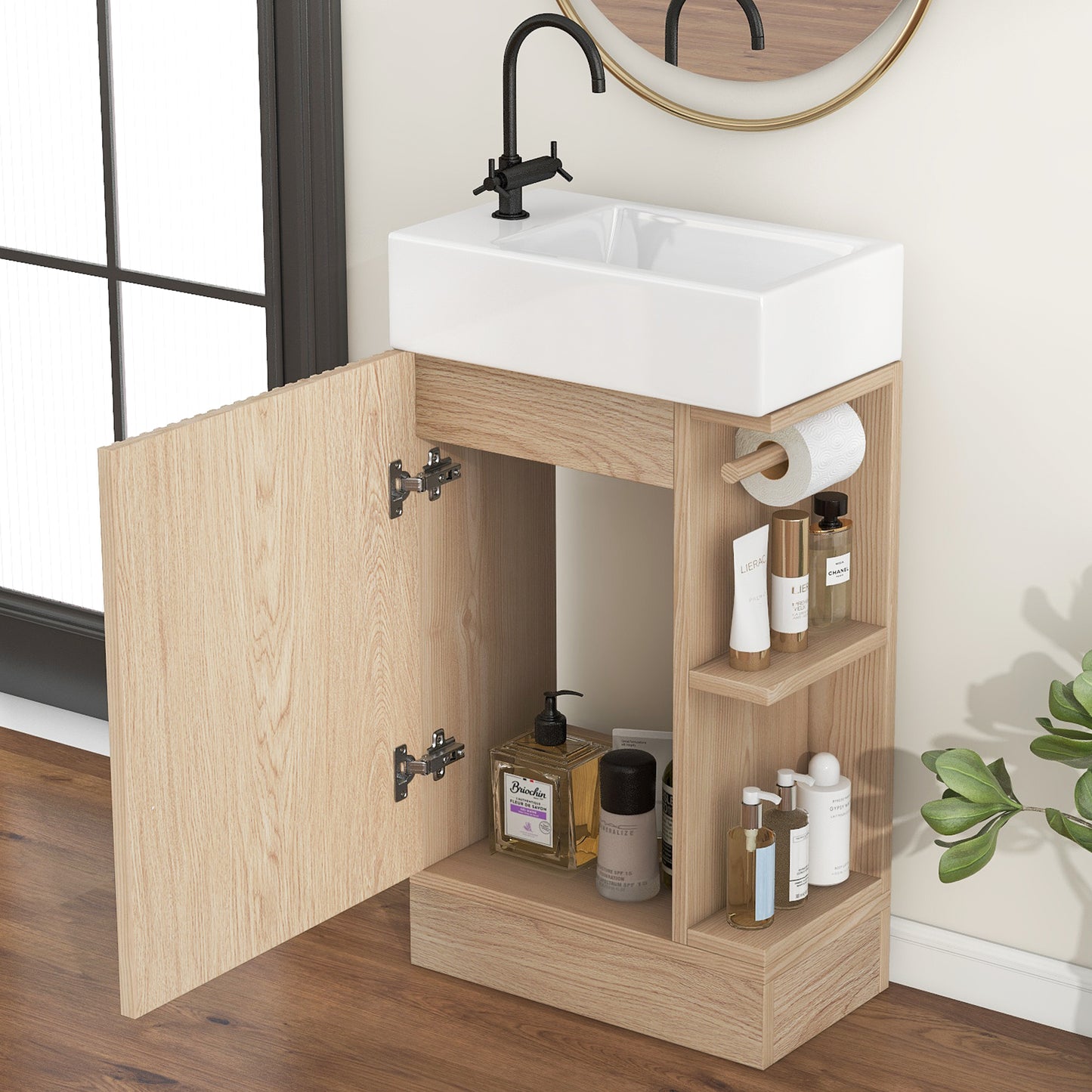 VanityFus 18.6-in Wood Bathroom Vanity Single Sink Combo Undermount with Ceramic Top 1 door