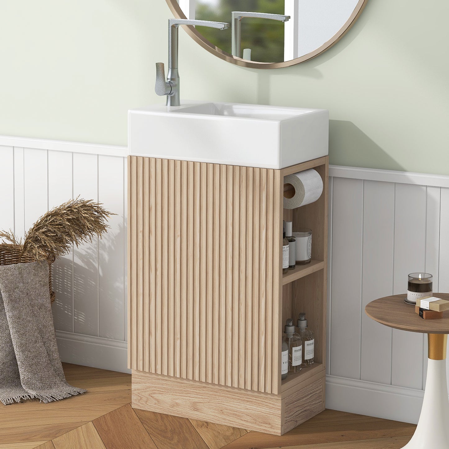 VanityFus 18.6-in Wood Bathroom Vanity Single Sink Combo Undermount with Ceramic Top 1 door