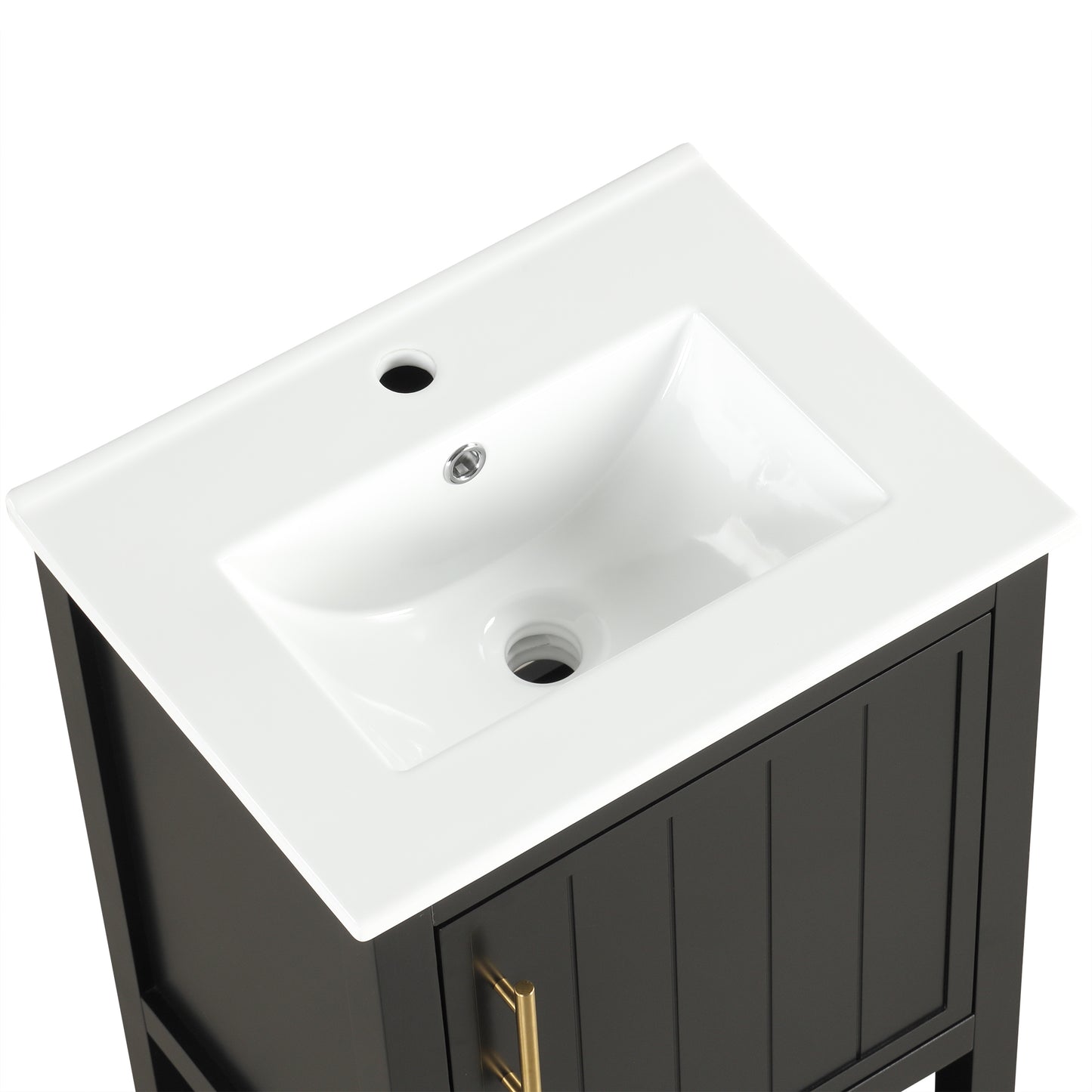 VanityFus 20-in Black Bathroom Vanity Single Sink Combo Ceramic Top 1 Soft Close Door Undermount