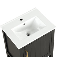 VanityFus 20-in Black Bathroom Vanity Single Sink Combo Ceramic Top 1 Soft Close Door Undermount