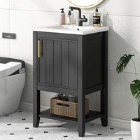 VanityFus 20-in Black Bathroom Vanity Single Sink Combo Ceramic Top 1 Soft Close Door Undermount