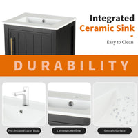 VanityFus 20-in Black Bathroom Vanity Single Sink Combo Ceramic Top 1 Soft Close Door Undermount