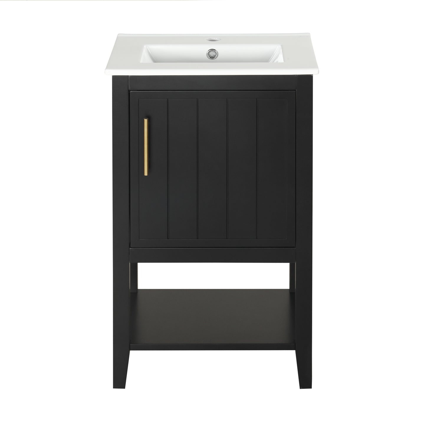 VanityFus 20-in Black Bathroom Vanity Single Sink Combo Ceramic Top 1 Soft Close Door Undermount