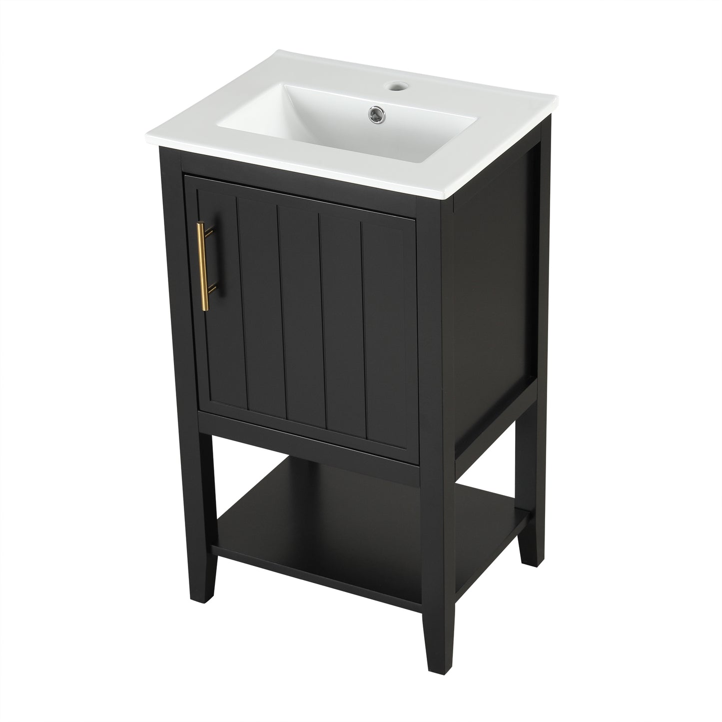 VanityFus 20-in Black Bathroom Vanity Single Sink Combo Ceramic Top 1 Soft Close Door Undermount