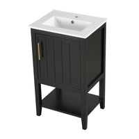VanityFus 20-in Black Bathroom Vanity Single Sink Combo Ceramic Top 1 Soft Close Door Undermount