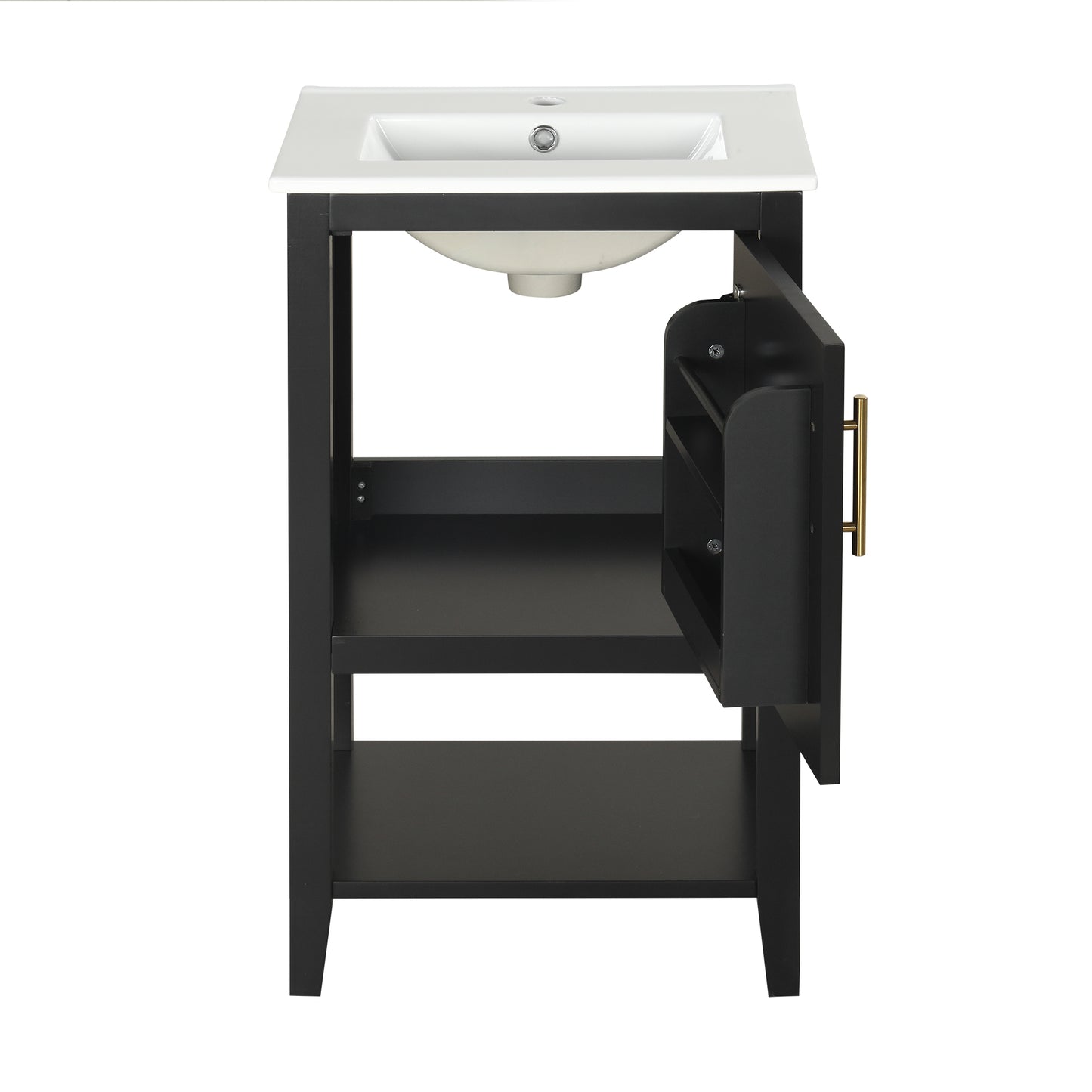 VanityFus 20-in Black Bathroom Vanity Single Sink Combo Ceramic Top 1 Soft Close Door Undermount