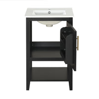 VanityFus 20-in Black Bathroom Vanity Single Sink Combo Ceramic Top 1 Soft Close Door Undermount
