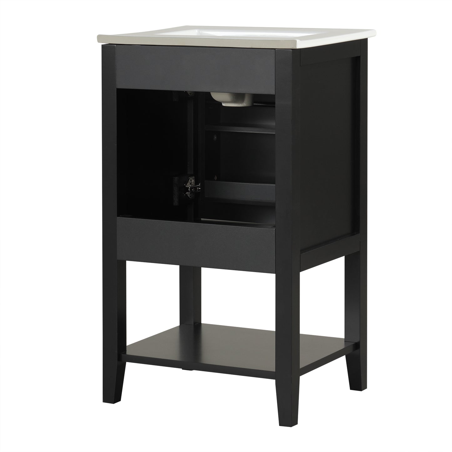 VanityFus 20-in Black Bathroom Vanity Single Sink Combo Ceramic Top 1 Soft Close Door Undermount