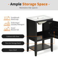 VanityFus 20-in Black Bathroom Vanity Single Sink Combo Ceramic Top 1 Soft Close Door Undermount