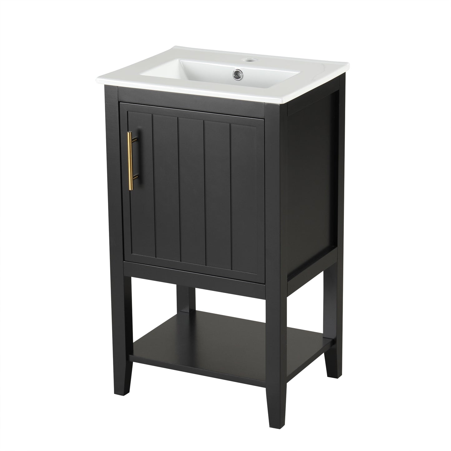 VanityFus 20-in Black Bathroom Vanity Single Sink Combo Ceramic Top 1 Soft Close Door Undermount
