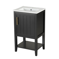 VanityFus 20-in Black Bathroom Vanity Single Sink Combo Ceramic Top 1 Soft Close Door Undermount