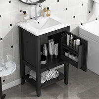 VanityFus 20-in Black Bathroom Vanity Single Sink Combo Ceramic Top 1 Soft Close Door Undermount