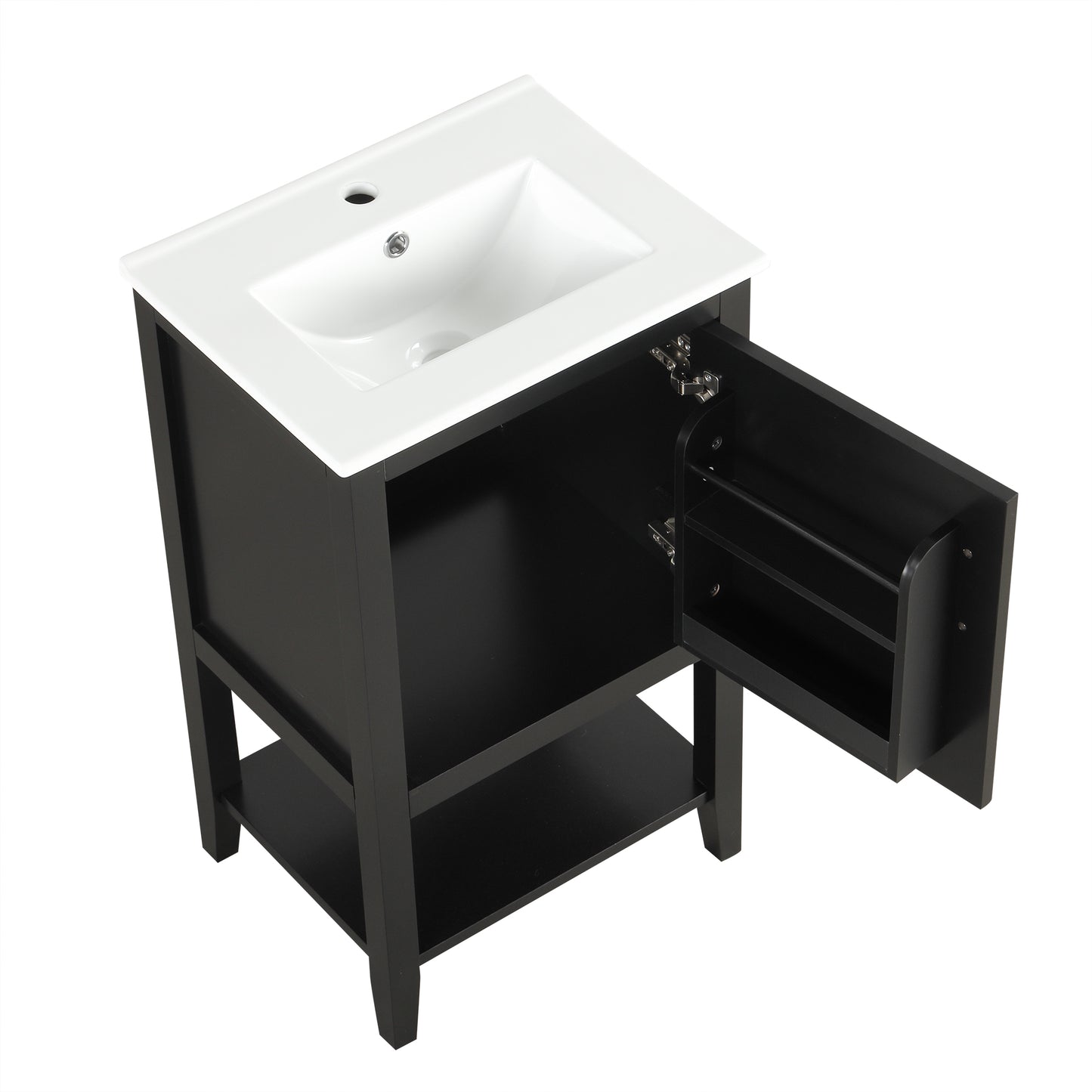 VanityFus 20-in Black Bathroom Vanity Single Sink Combo Ceramic Top 1 Soft Close Door Undermount