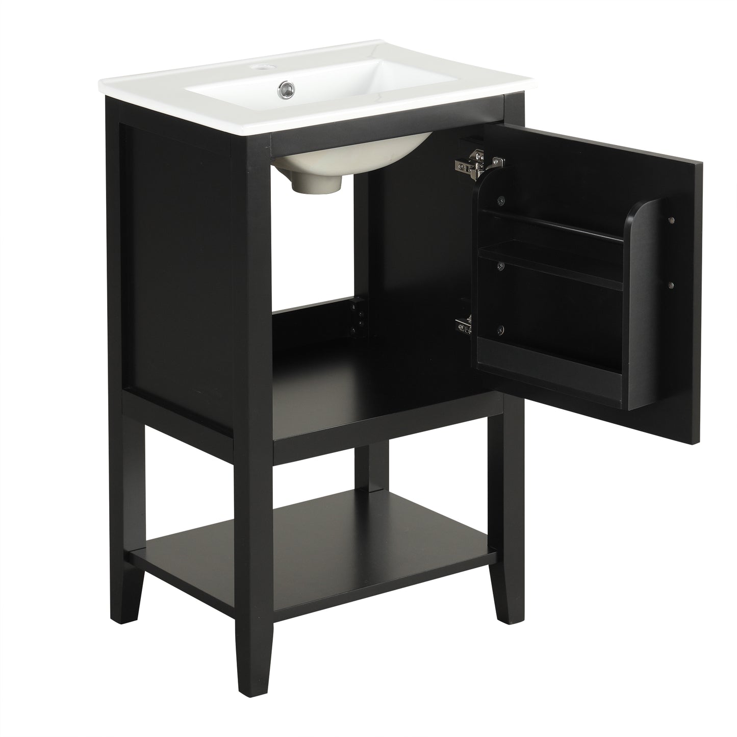 VanityFus 20-in Black Bathroom Vanity Single Sink Combo Ceramic Top 1 Soft Close Door Undermount