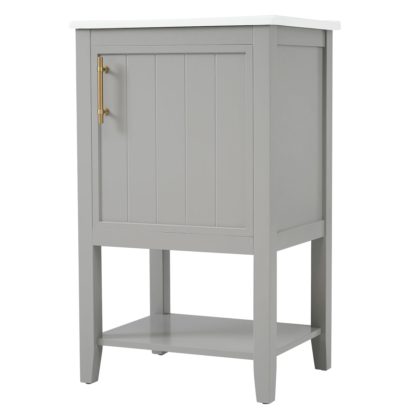 VanityFus 20-in Gray Bathroom Vanity Single Sink Combo Ceramic Top 1 Soft Close Door Undermount