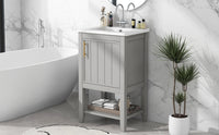 VanityFus 20-in Gray Bathroom Vanity Single Sink Combo Ceramic Top 1 Soft Close Door Undermount