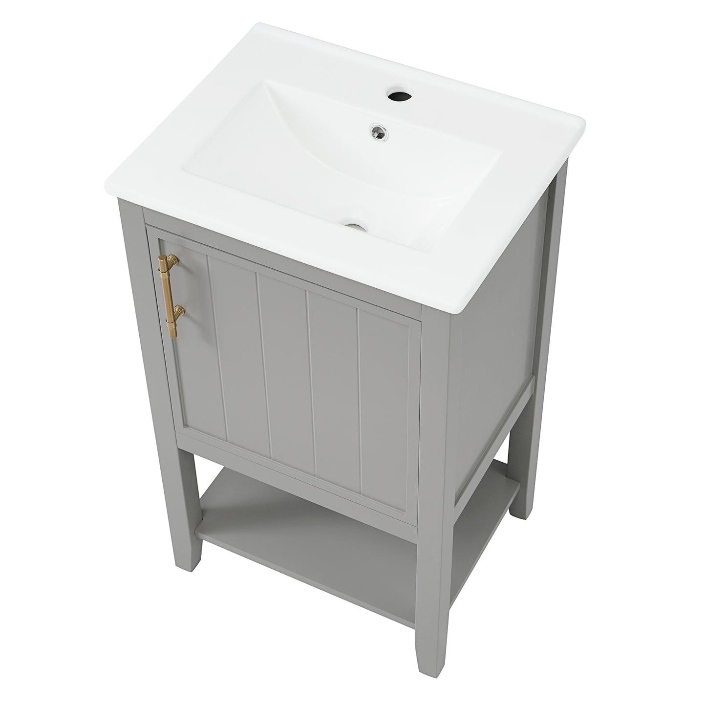 VanityFus 20-in Gray Bathroom Vanity Single Sink Combo Ceramic Top 1 Soft Close Door Undermount