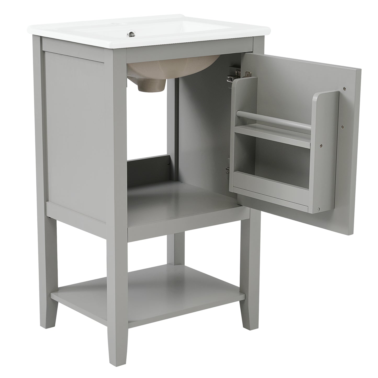 VanityFus 20-in Gray Bathroom Vanity Single Sink Combo Ceramic Top 1 Soft Close Door Undermount