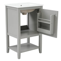 VanityFus 20-in Gray Bathroom Vanity Single Sink Combo Ceramic Top 1 Soft Close Door Undermount