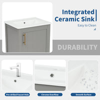 VanityFus 20-in Gray Bathroom Vanity Single Sink Combo Ceramic Top 1 Soft Close Door Undermount