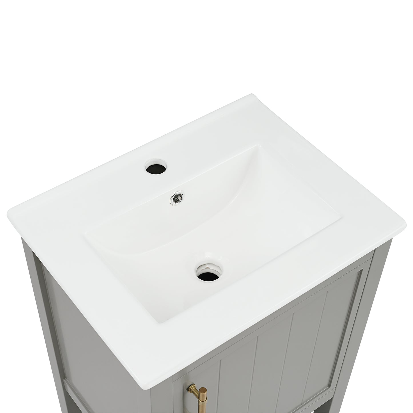 VanityFus 20-in Gray Bathroom Vanity Single Sink Combo Ceramic Top 1 Soft Close Door Undermount