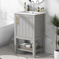 VanityFus 20-in Gray Bathroom Vanity Single Sink Combo Ceramic Top 1 Soft Close Door Undermount