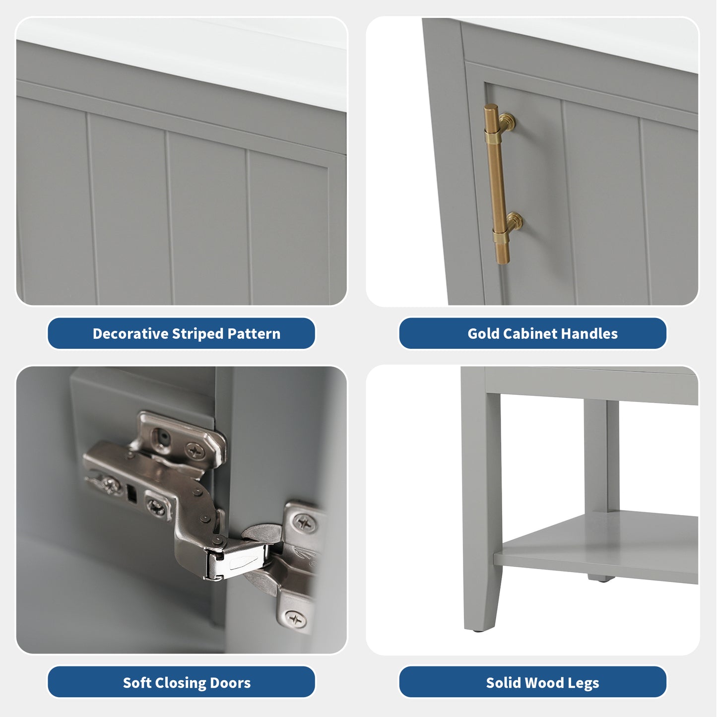 VanityFus 20-in Gray Bathroom Vanity Single Sink Combo Ceramic Top 1 Soft Close Door Undermount