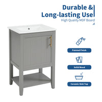 VanityFus 20-in Gray Bathroom Vanity Single Sink Combo Ceramic Top 1 Soft Close Door Undermount